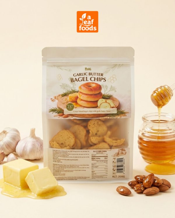 Bánh Mì Sấy Bơ Tỏi Mật Ong Bagel Chips 200g