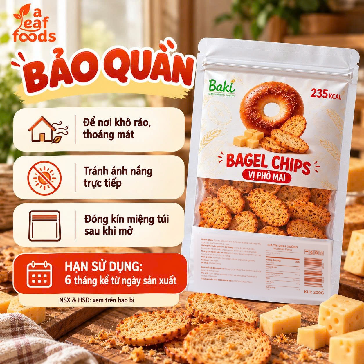 Hướng dẫn bảo quản và hạn sử dụng Bagel Chips vị phô mai